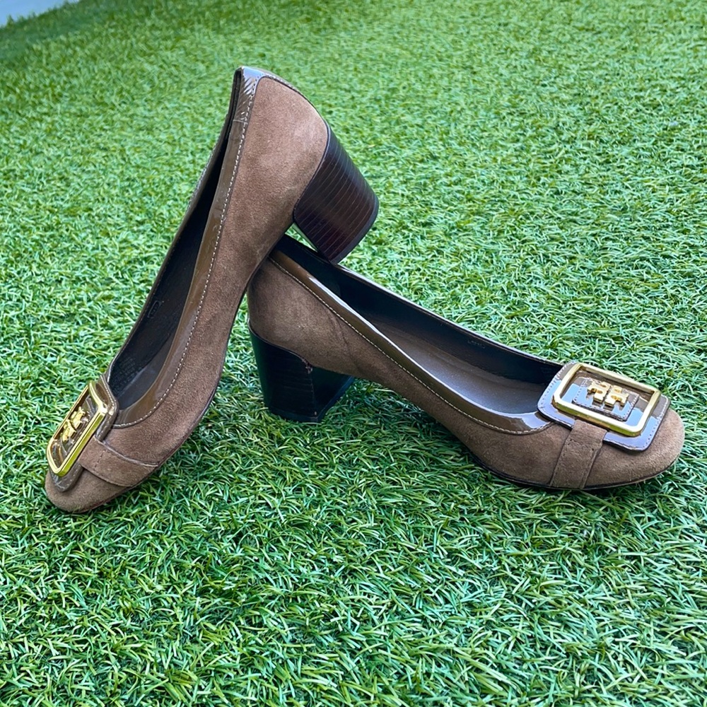 Size 5.5. Tory Burch. Suede Heels.